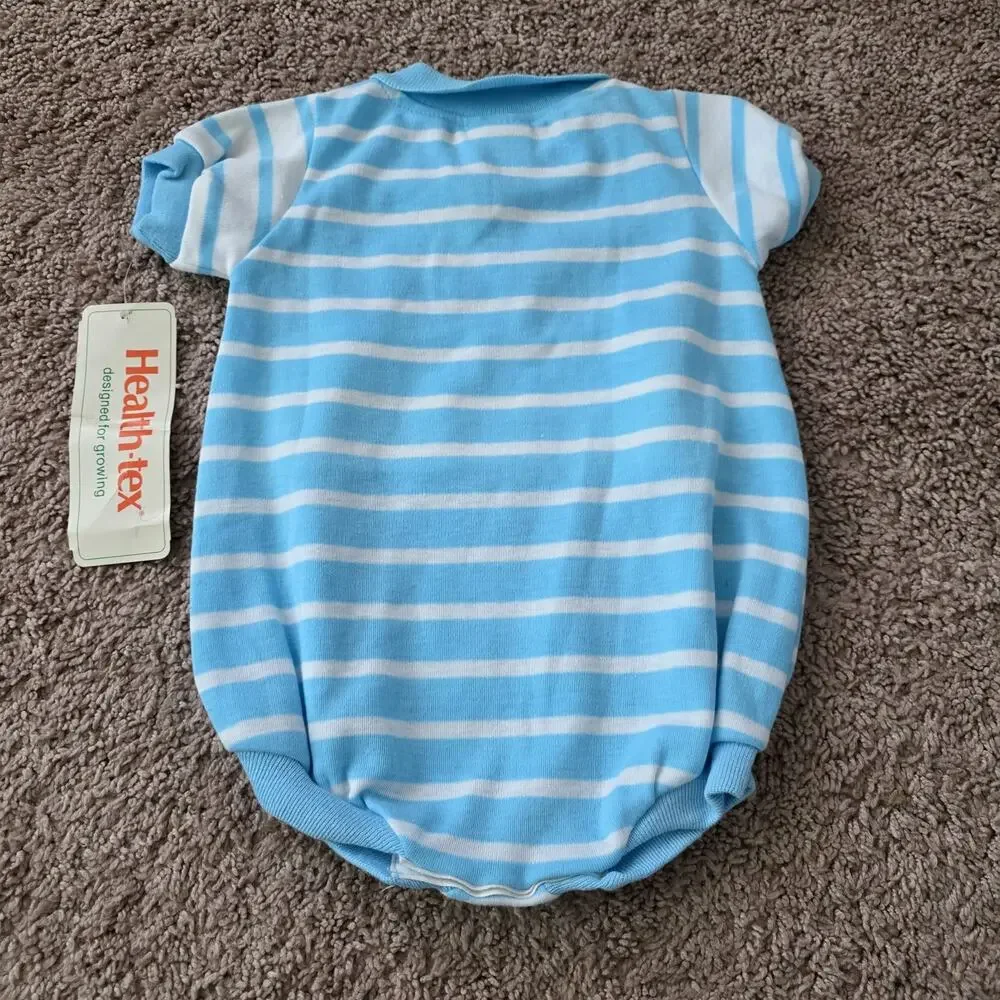 Lot Of 3 Vtg NOS Health Tex Baby Boy Bodysuits Rompers Size 6-9M 70s 90s Summer